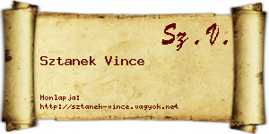 Sztanek Vince névjegykártya